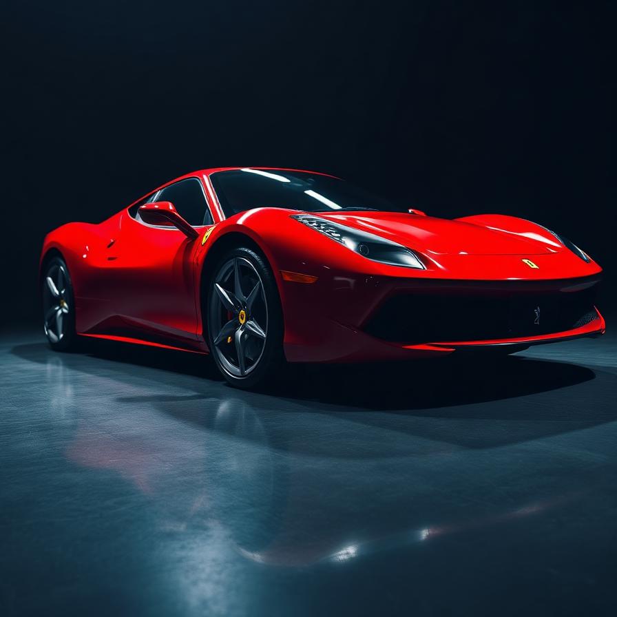 Detailed red Ferrari with deep paint finish