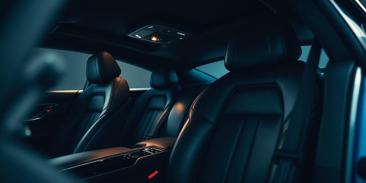 Detailed luxury car interior with clean leather seats